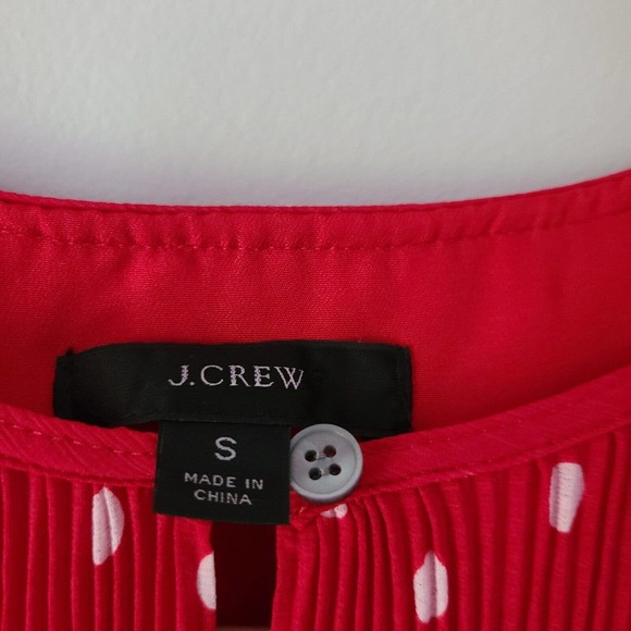 J. Crew Red Polka Dot Ruffle Trim‎ Peplum Long Sleeve Blouse Size Small - Picture 9 of 10